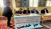 استقرار میز خدمت در محل مسجد جامع شهرستان گرمسار